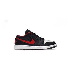 Jordan 1 Low Black Fire Red White Toe Size 10.5- 553558-063